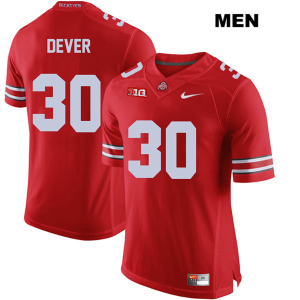 Ohio State Buckeyes Men's Kevin Dever #30 Red Authentic Nike College NCAA Stitched Football Jersey IV19T67NA